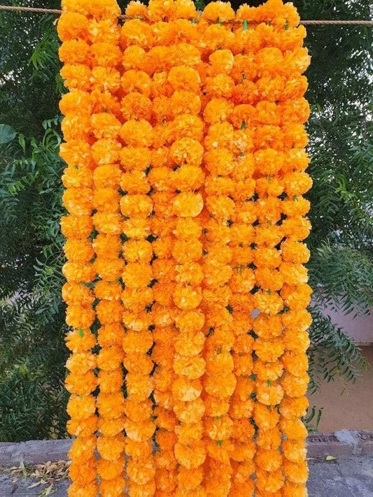 Indian Wholesale 4-5 feet Flower Marigold Garland Christmas Festival |Indian/American Wedding Party Mantle Decoration, Faux Garlands Wedding Garland, Diwali Decoration, Spring Bush Floral (Mango, 5)